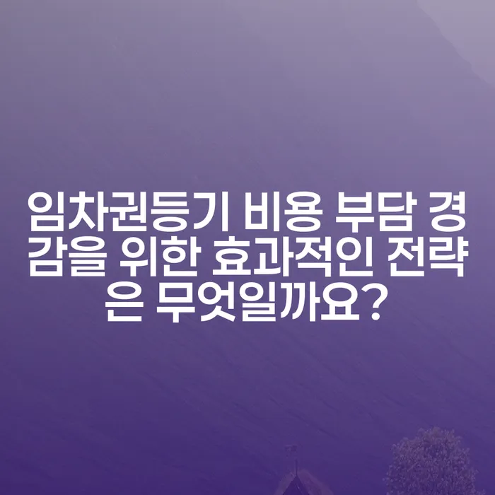 임차권등기 비용 부담 경감을 위한 효과적인 전략은 무엇일까요?